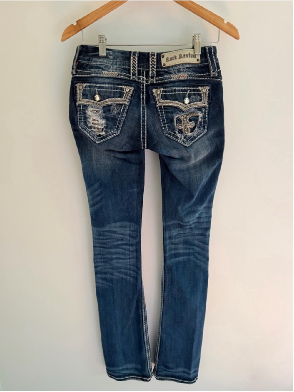 Rock Revival Ella Slim Boot Jeans 26 Low Rise Rhinestone Western